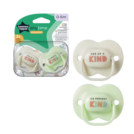 Tommee Tippee Closer To Nature Any Time Soother 0-6 Months 2 Pack Assorted