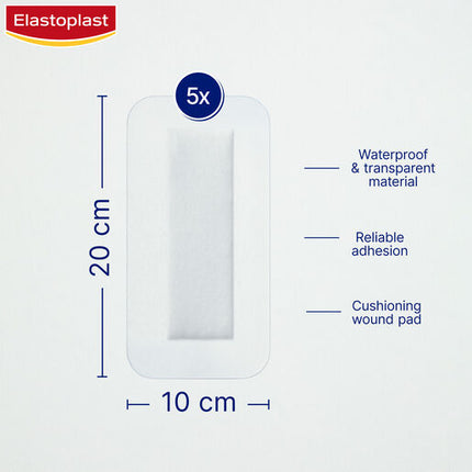 Elastoplast Waterproof Dressing 4XL 10x20cm 5 Pack