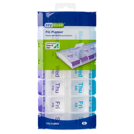 Ezy Dose Pill Reminder 7-Day Push Button AM/PM X-Large