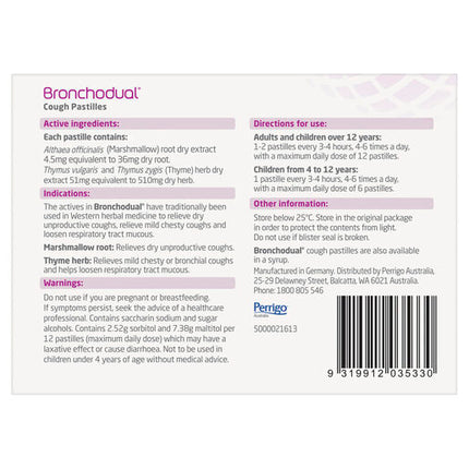 Bronchodual Cough 20 Pastilles