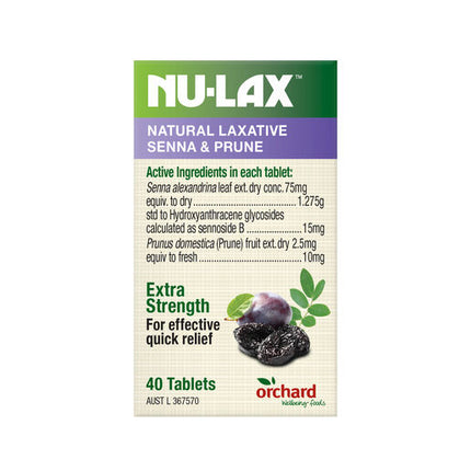 Nulax Natural Laxative with Senna & Prunes 40 Tablets