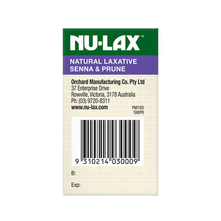 Nulax Natural Laxative with Senna & Prunes 40 Tablets