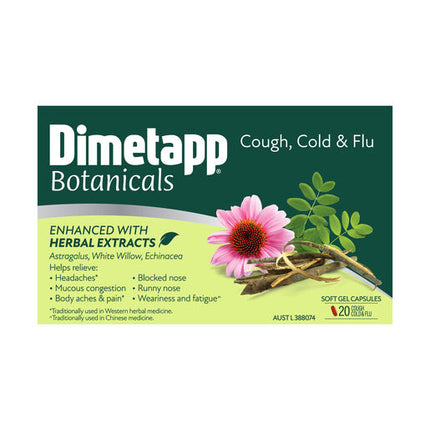 Dimetapp Botanicals Cough Cold & Flu 20 Capsules