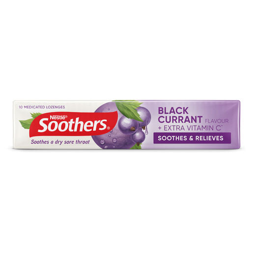 Soothers Blackcurrant Sore Throat Lozenges + Vitamin C Stick 10 Pack