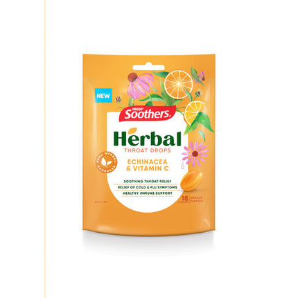 Soothers Herbal Echinacea & Vitamin C Throat Drops 18 Lozenges