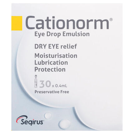 Cationorm Dry Eye Relief Preservative Free 0.4ml x 30 Vials