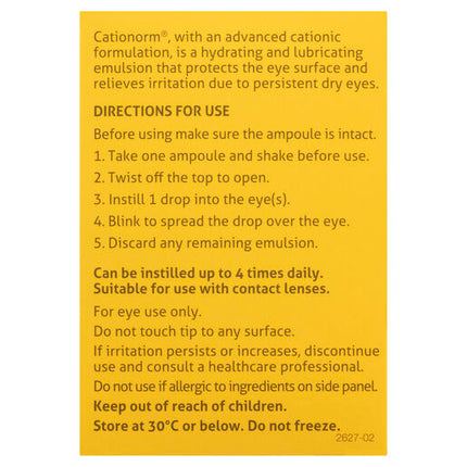 Cationorm Dry Eye Relief Preservative Free 0.4ml x 30 Vials