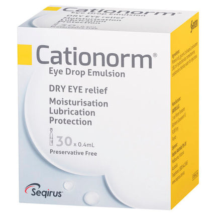 Cationorm Dry Eye Relief Preservative Free 0.4ml x 30 Vials