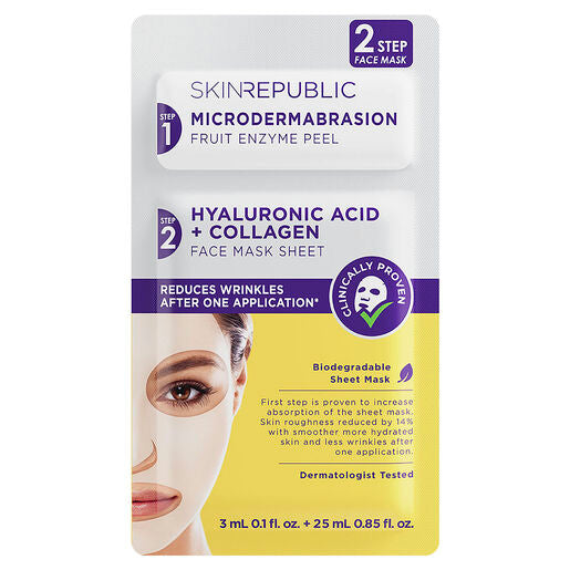 Skin Republic 2 Step Hyaluronic+Collagen Face Mask
