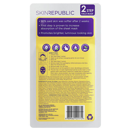 Skin Republic 2 Step Hyaluronic+Collagen Face Mask