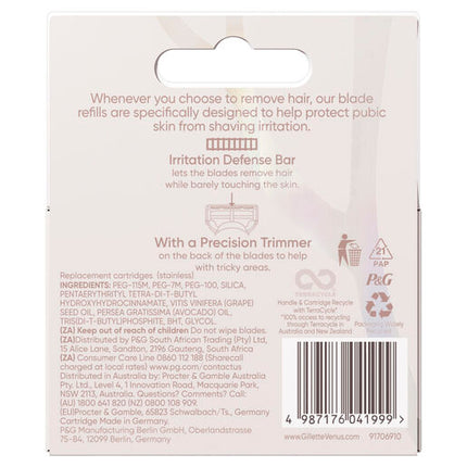 Gillette Venus Pubic Hair & Skin Refill Blades 3pk