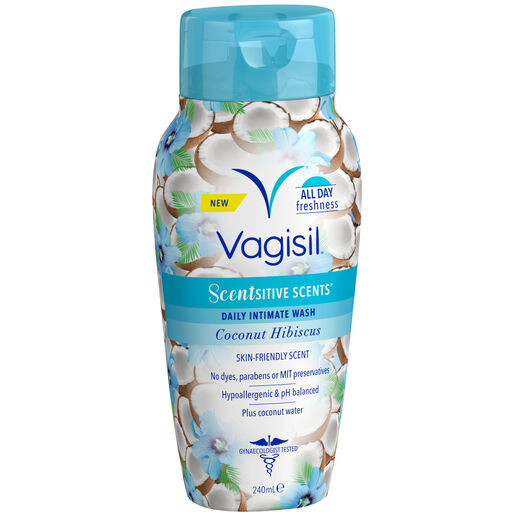 Vagisil Feminine Wash Scentsitive Scents Coconut Hibiscus 240ml