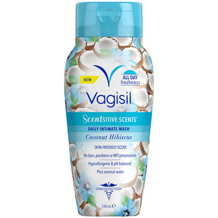 Vagisil Feminine Wash Scentsitive Scents Coconut Hibiscus 240ml