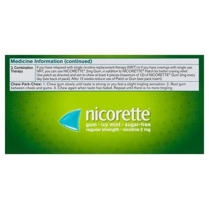 Nicorette Gum Icy Mint Regular Strength 2mg 75 Pieces