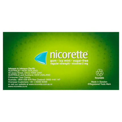 Nicorette Gum Icy Mint Regular Strength 2mg 75 Pieces
