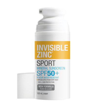 Invisible Zinc Sport Mineral Sunscreen SPF 50+ Cream 100mL