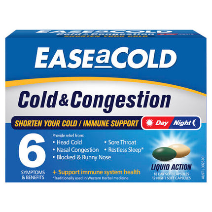 Ease A Cold Cold & Congestion Day & Night 30 Capsules