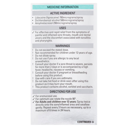 Strepsils Plus Anaesthetic Sore Throat Spray 20ml