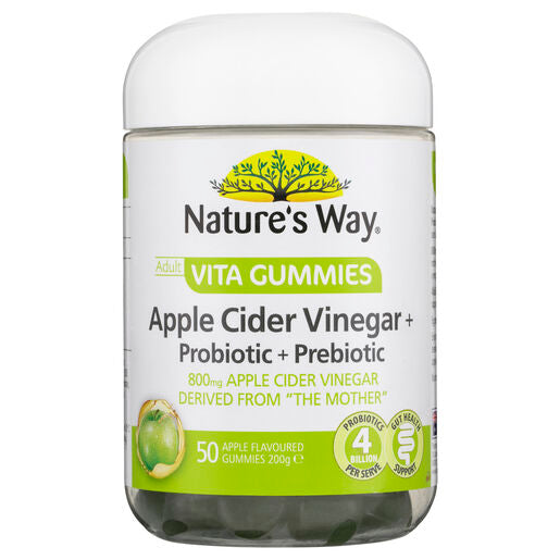 Nature's Way Adult Vita Gummies Apple Cider Vinegar + Probiotic + Prebiotic 50 Gummies