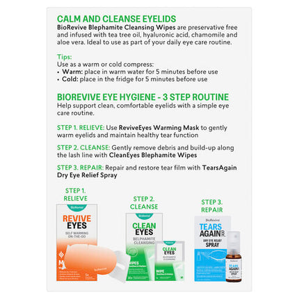BioRevive CleanEyes Blephamite Cleansing Wipes 30 Pack