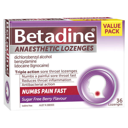 Betadine Anaesthetic Lozenges Berry 36 Pack