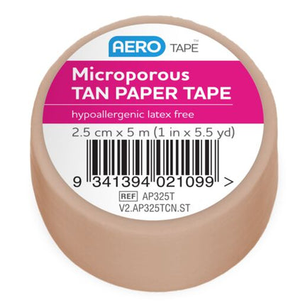 Aerotape Tan Microporous Paper Tape 2.5cm x 5m