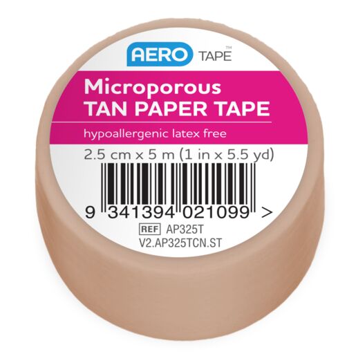 Aerotape Tan Microporous Paper Tape 2.5cm x 5m