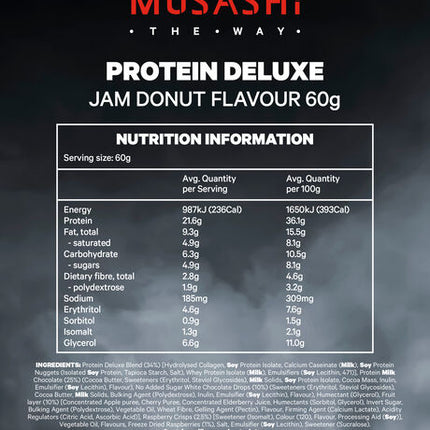 Musashi Deluxe Protein Bar Jam Donut Flavour 60g