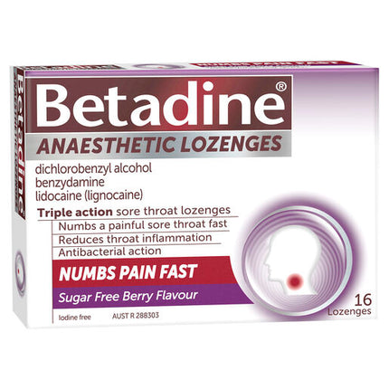 Betadine Anaesthetic Lozenges Berry 16 Pack