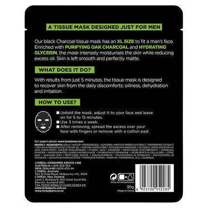 L'Oreal Men Expert Pure Charcoal Tissue Mask