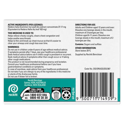 Strepsils Herbal Chesty Cough Honey Lemon Flavour 16 Lozenges