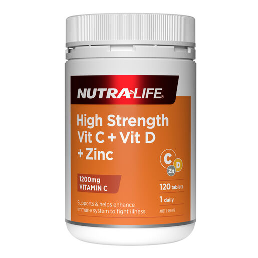 Nutra-Life High Strength Vit C + Vit D + Zinc 120 Tablets