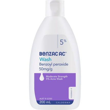 Benzac AC Moderate Strength 5% Acne Wash 200mL