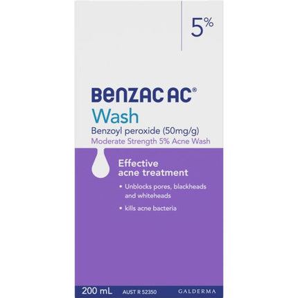Benzac AC Moderate Strength 5% Acne Wash 200mL