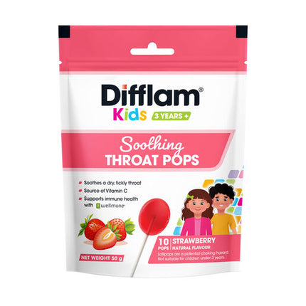 Difflam Kids Soothing Throat Pops Strawberry 10 Pack