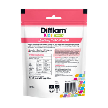 Difflam Kids Soothing Throat Pops Strawberry 10 Pack