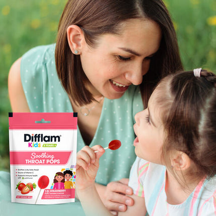 Difflam Kids Soothing Throat Pops Strawberry 10 Pack