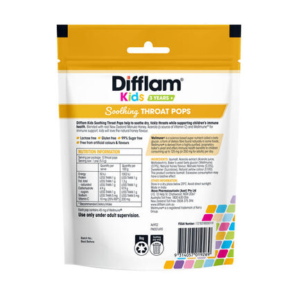Difflam Kids Soothing Throat Pops Manuka Honey 10 Pack