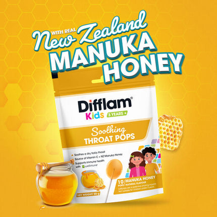 Difflam Kids Soothing Throat Pops Manuka Honey 10 Pack