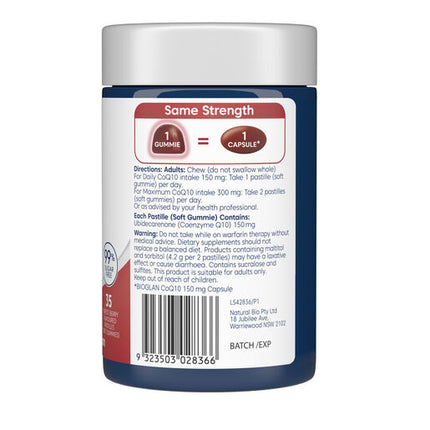 Bioglan Therapeutic Gummies CoQ10 150mg 35 Gummies