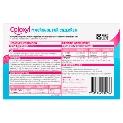 Coloxyl Macrogol for Children 14 Sachets