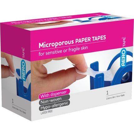 Aerotape White Microporous Paper Tape with Dispenser