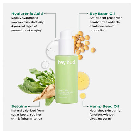 Hey Bud 5% Hyaluronic Acid + Hemp Serum 30ml