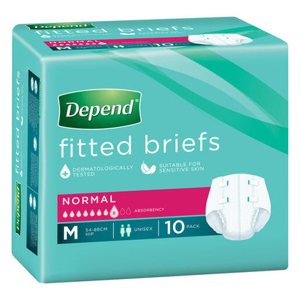 Depend Fitted Briefs Medium 10 Pack