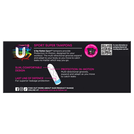 U By Kotex Super Sport Tampons 16 Pack