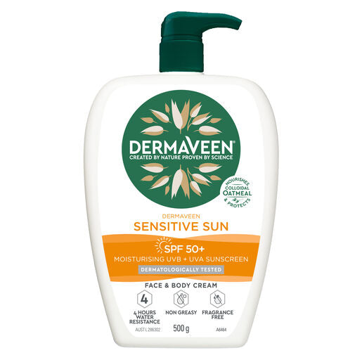 DermaVeen Sensitive Sunscreen SPF50+ Face & Body 500g