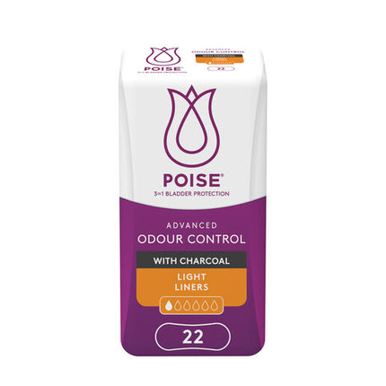 Poise Charcoal Light Liner 22 Pack