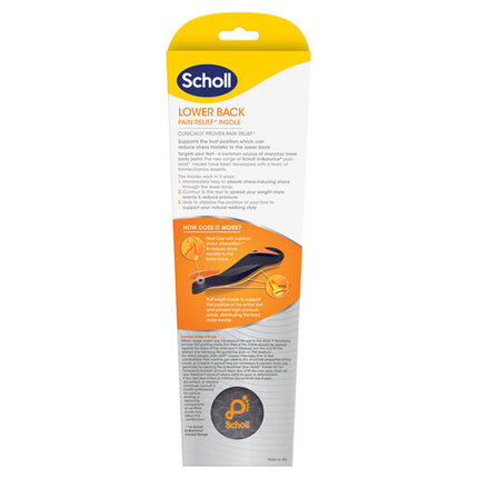 Scholl In-Balance Orthotic Lower Back Insole Large Size 9 - 11 1 Pair