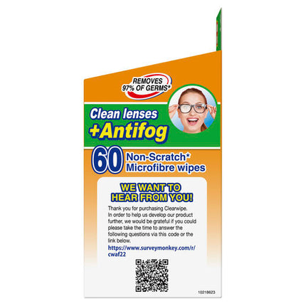 Clearwipe Antifog Lens Cleaner Wipe 60 Pack