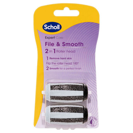Scholl Expert Care 2-in-1 File & Smooth Foot File Roller Head Refill 2 Pack